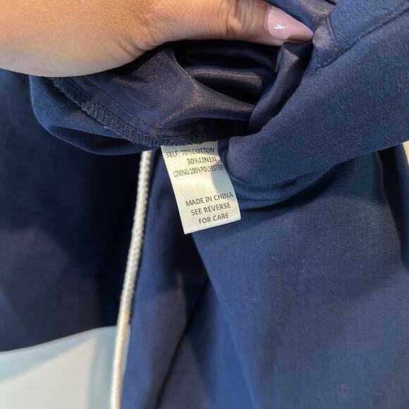 Wishlist Small Navy Blue Pleated Linen Blend Pull On Paper Bag Shorts - Picture 8 of 9